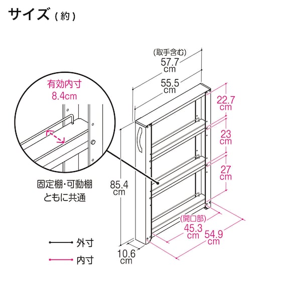 物置メーカーがつくった頑丈な隙間収納 スチールワゴン ロータイプ(幅10cm) BK 18枚目画像