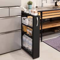 物置メーカーがつくった頑丈な隙間収納 スチールワゴン ロータイプ(幅15cm) BK