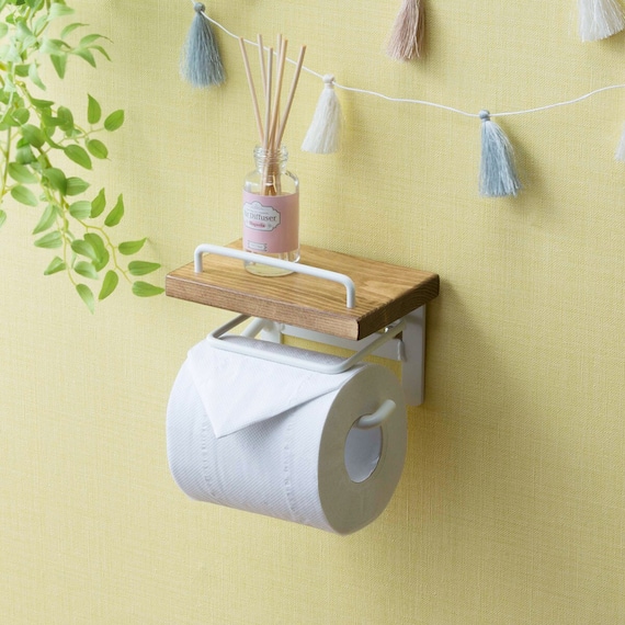 棚付きヴィンテージトイレットペーパーホルダー(シングル ナチュラル) 1枚目画像