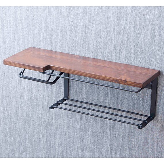 棚付きヴィンテージトイレットペーパーホルダー(ストックタイプ ダークブラウン) 5枚目画像