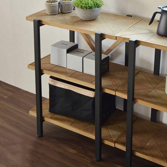 古木風天然木パイン 3段シェルフ(幅60cm) 1枚目画像