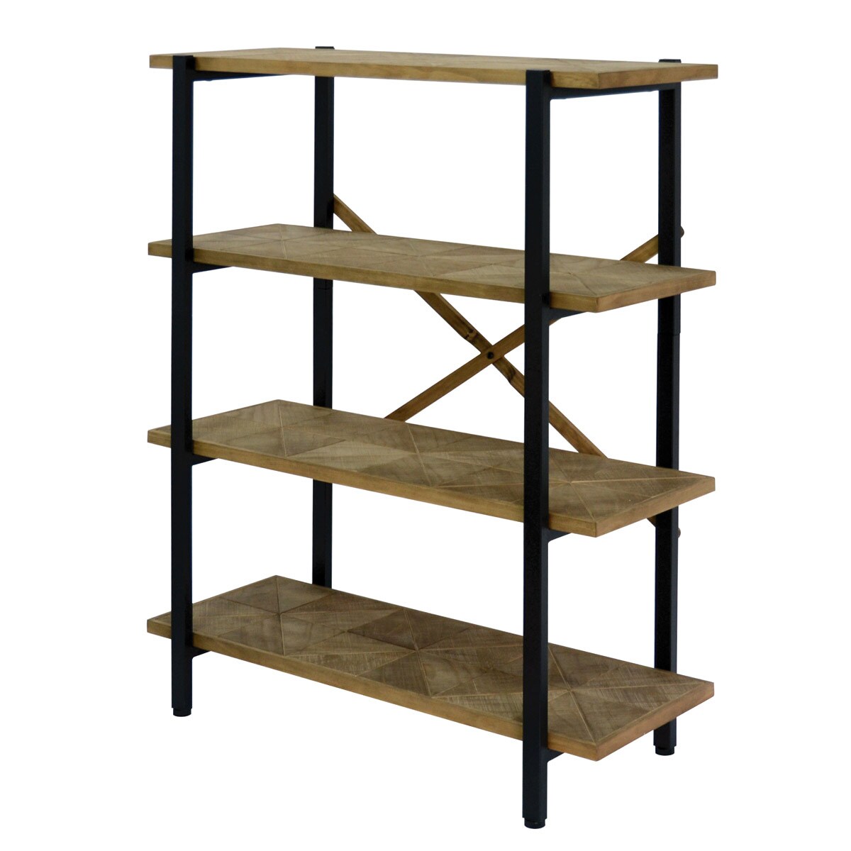 ヴィンテージ風木製4段シェルフ ヴィンテージ風オープンラック 幅84cm 4段 ワイド シェルフ 木目 木製