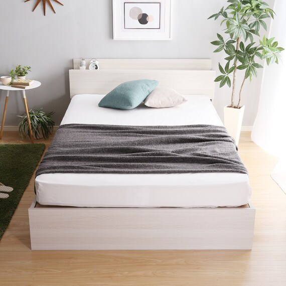 棚・コンセント付きチェストベッドフレーム(S WH) 5枚目画像