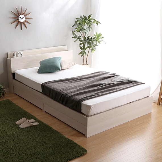 棚・コンセント付きチェストベッドフレーム(SD WH) 1枚目画像