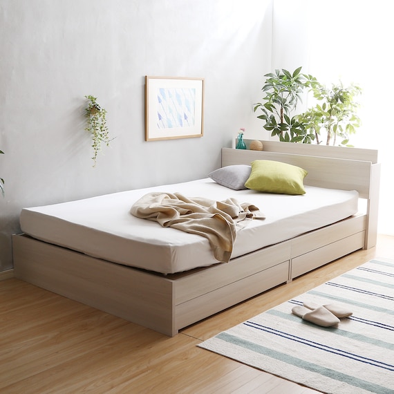 棚・コンセント付きチェストベッドフレーム(SD WH) 6枚目画像