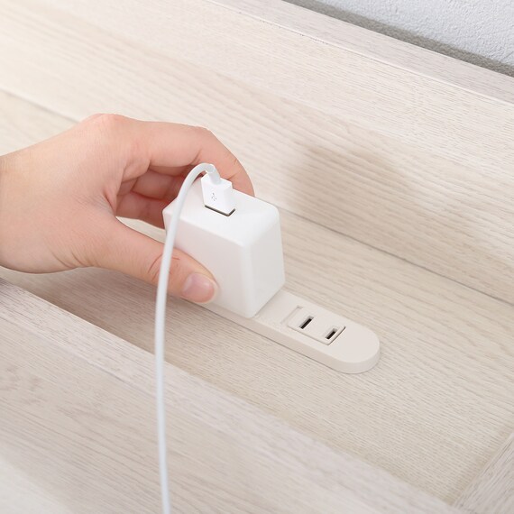 棚・コンセント付きチェストベッドフレーム(SD WH) 10枚目画像