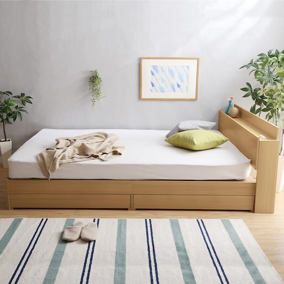 棚・コンセント付きチェストベッドフレーム(SD OAK) 11枚目画像