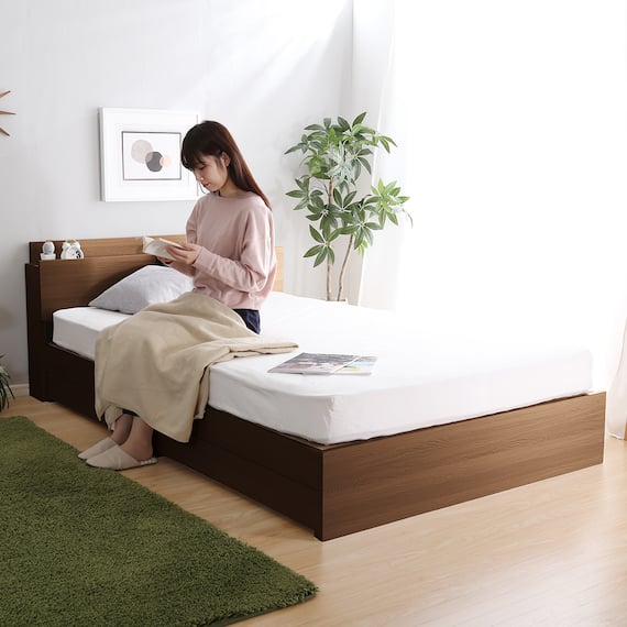 棚・コンセント付きチェストベッドフレーム(SD WAL) 8枚目画像