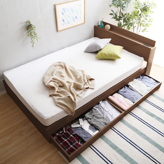 棚・コンセント付きチェストベッドフレーム(SD WAL) 13枚目画像