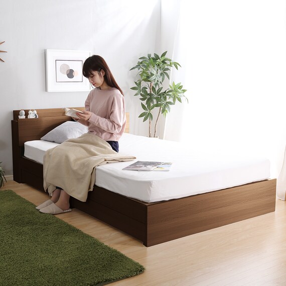 棚・コンセント付きチェストベッドフレーム(D WAL) 3枚目画像