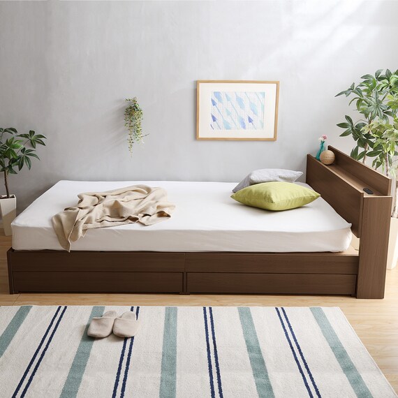 棚・コンセント付きチェストベッドフレーム(D WAL) 6枚目画像