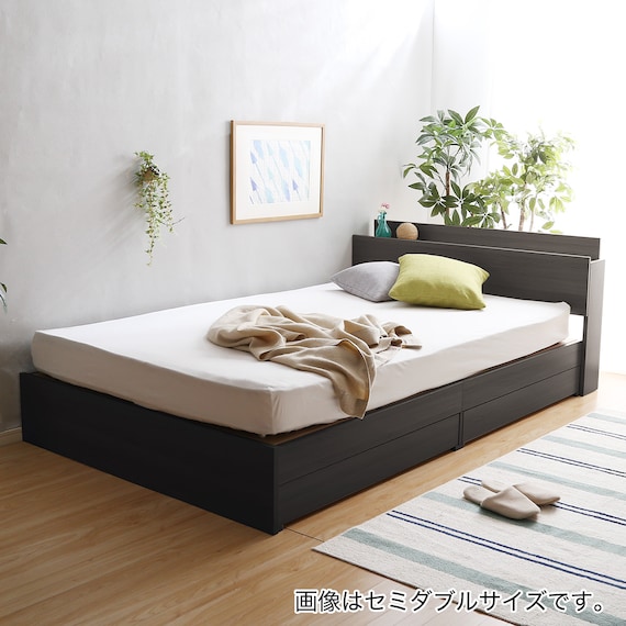 棚・コンセント付きチェストベッドフレーム(S DBR) 6枚目画像