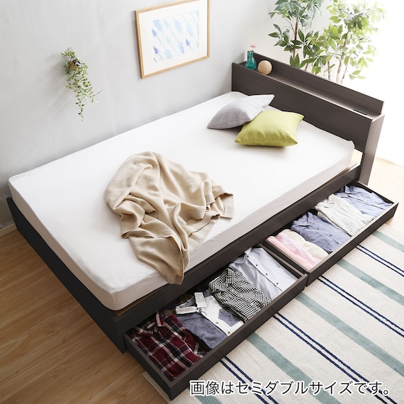 棚・コンセント付きチェストベッドフレーム(S DBR) 13枚目画像