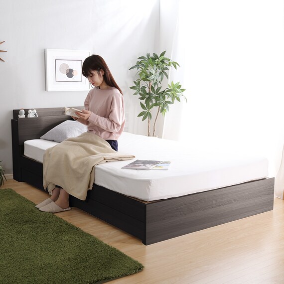 棚・コンセント付きチェストベッドフレーム(SD DBR) 3枚目画像