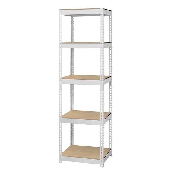【METAL & WOOD】高耐荷重 シェルフ5段 幅51cm (ホワイト) 1枚目画像