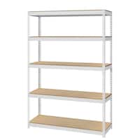 【METAL & WOOD】高耐荷重 シェルフ5段 幅121cm (ホワイト)