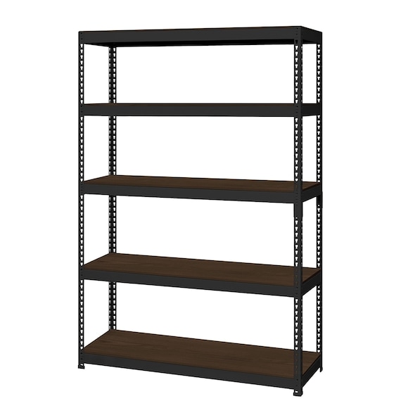 【METAL & WOOD】高耐荷重 シェルフ5段 幅121cm (ブラック) 1枚目画像