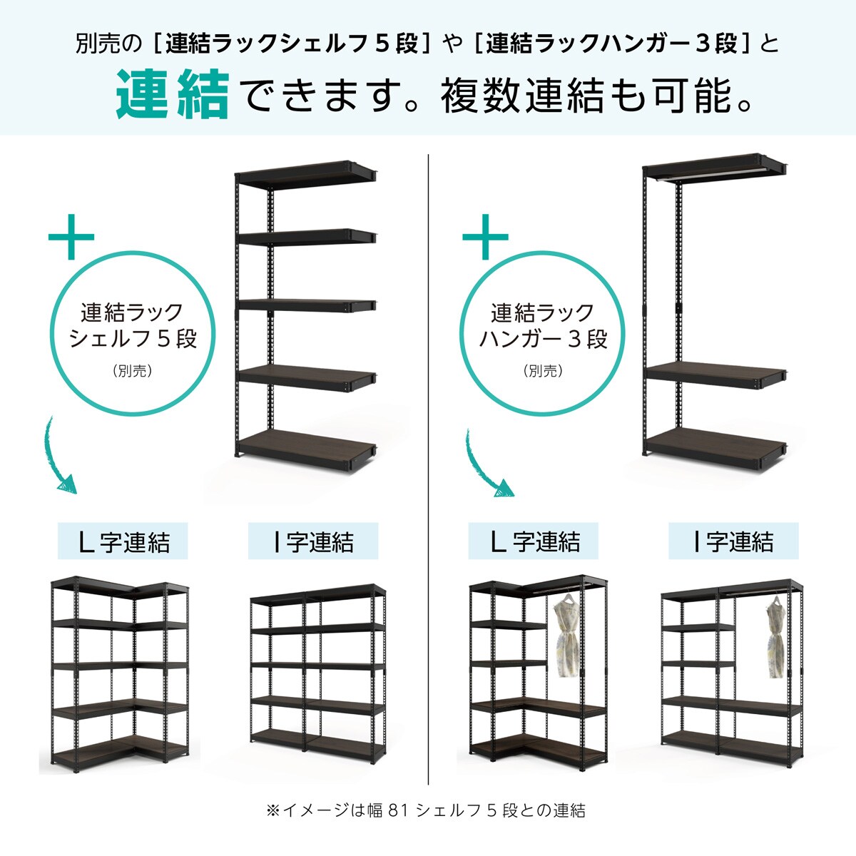 METAL & WOOD】高耐荷重 シェルフ5段 幅121cm (ブラック / メッシュ