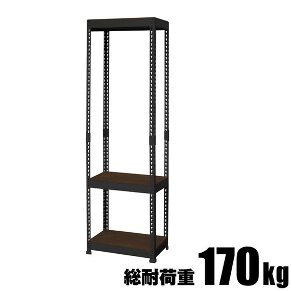 【METAL & WOOD】高耐荷重 ハンガーラック 幅51cm 3段(ブラック / メッシュボード付き) 4枚目画像