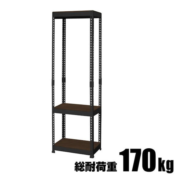 【METAL & WOOD】高耐荷重 ハンガーラック 幅51cm 3段(ブラック / メッシュボード付き) 4枚目画像