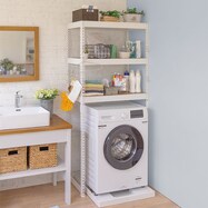 【METAL & WOOD】高耐荷重 洗濯機・ゴミ箱上ラック 幅82cm