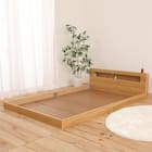 シングル棚・照明・コンセント付きフロアベッドフレーム(KWNJ NA) 5枚目画像
