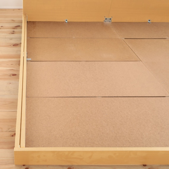 シングル棚・照明・コンセント付きフロアベッドフレーム(KWNJ NA) 12枚目画像