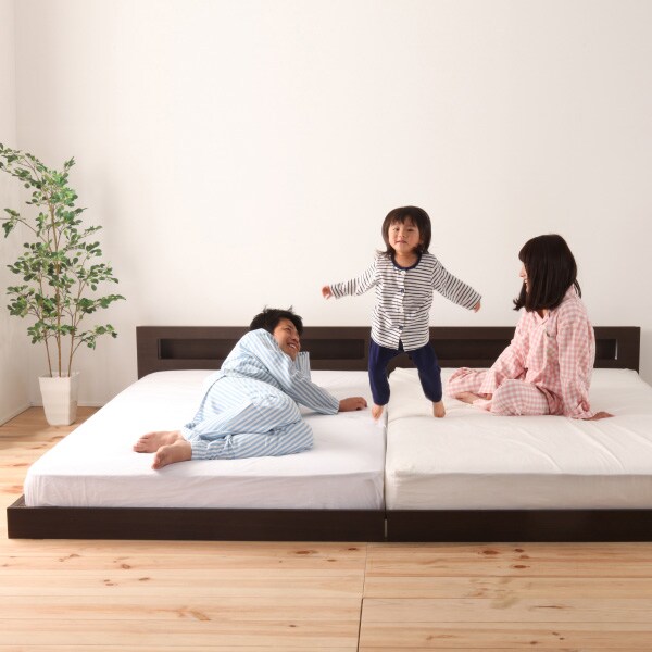 ダブル棚・照明・コンセント付きフロアベッドフレーム (KWNJ NA)通販