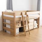 木目の美しいタモ天然木システムミドルベッド(ナチュラル) 1枚目画像