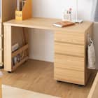 タモ材突き板 片袖デスク キャスター付き(BOR NA) 1枚目画像