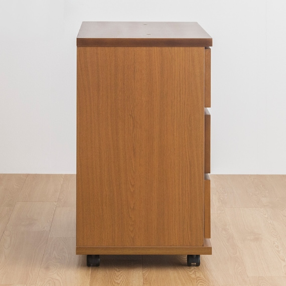 天然木突板 キャスター付きチェスト (幅70cm BOR BR) 3枚目画像