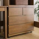 天然木突板 キャスター付きチェスト (幅70cm BOR BR) 5枚目画像