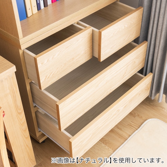天然木突板 キャスター付きチェスト (幅70cm BOR BR) 6枚目画像
