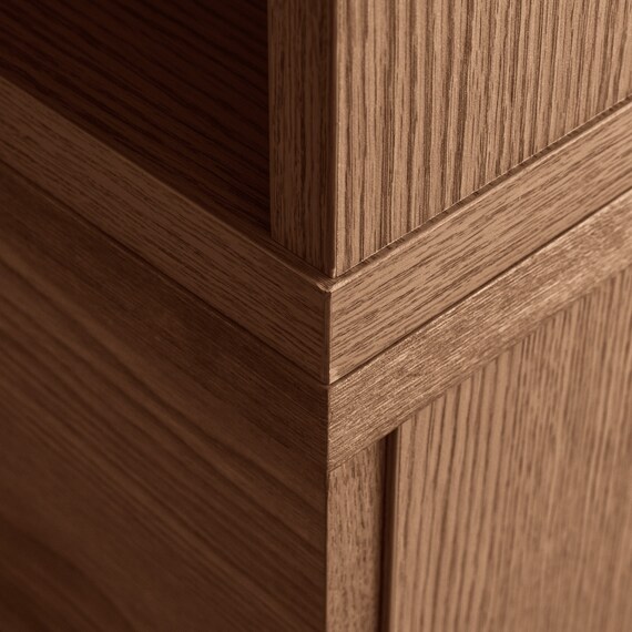 天然木突板 キャスター付きチェスト (幅70cm BOR BR) 16枚目画像