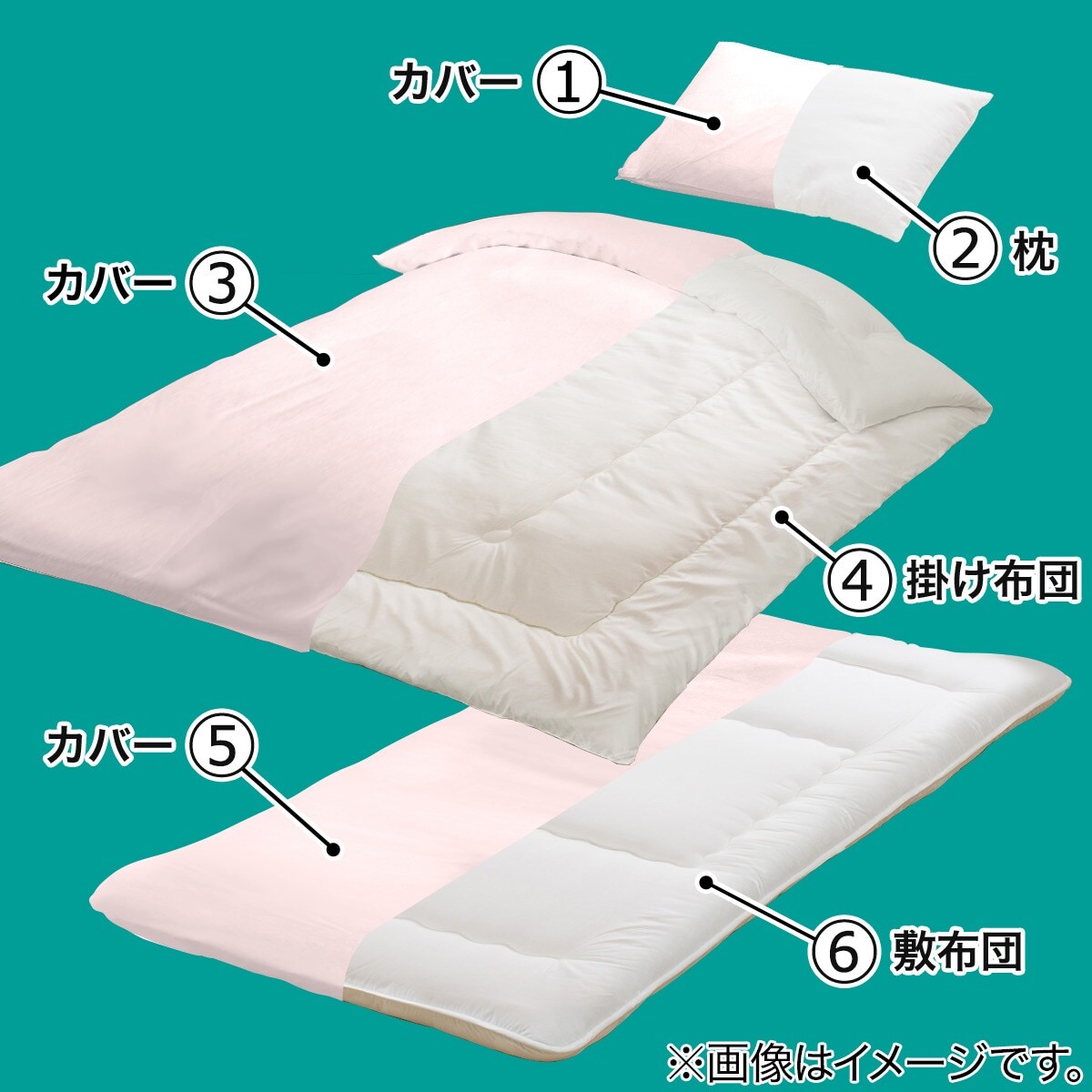 カバー付き吸汗ボリューム組布団8点セット ダブル(PI D) | ニトリ