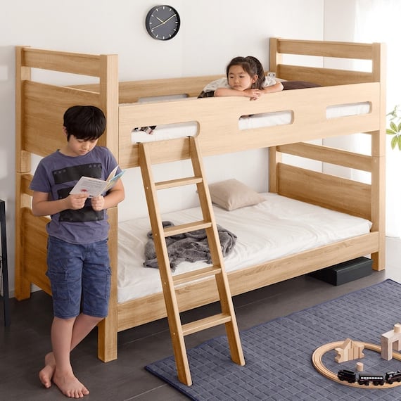 木目調二段ベッド(ナチュラル) 1枚目画像