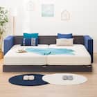 シングルフロアベッド2台セット+クッションキャビネット2個(ネイビー) 2枚目画像