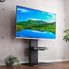 【棚付き】お部屋広々 首振り壁寄せテレビスタンド (S-WAT ロータイプ BK) 1枚目画像