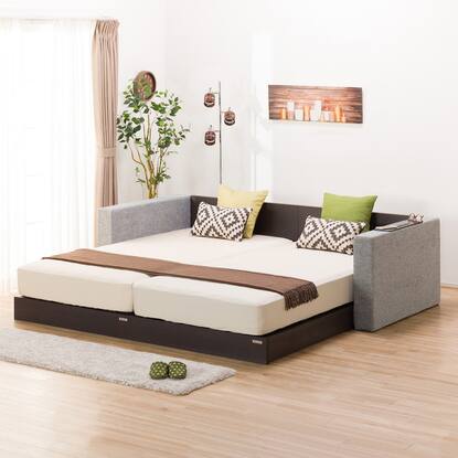 クッションキャビネット付きシングルフロアベッドセット(2台/3台  