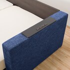 シングルフロアベッド2台セット+クッションキャビネット2個 ネイビー(棚・コンセント×2) 6枚目画像