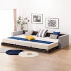 シングルフロアベッド3台セット+クッションキャビネット2個(グレー) 1枚目画像