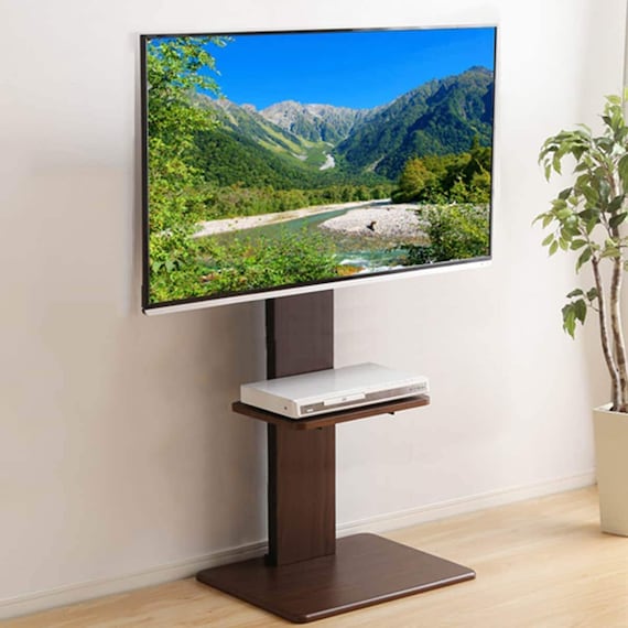 【棚付き】お部屋広々 壁寄せテレビスタンド (WAT ハイタイプ BR) 1枚目画像