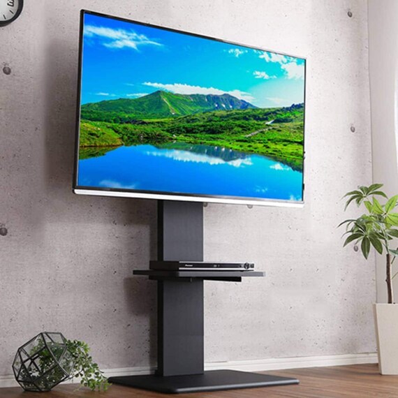 【棚付き】お部屋広々 壁寄せテレビスタンド (WAT ハイタイプ BK) 1枚目画像