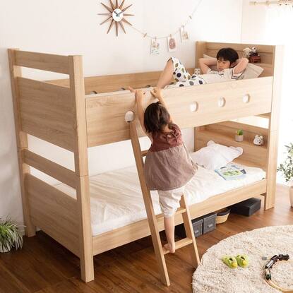 2段ベッド 木製フレーム はしご付き 幅202.5cm×奥行102cm×高さ106cm 