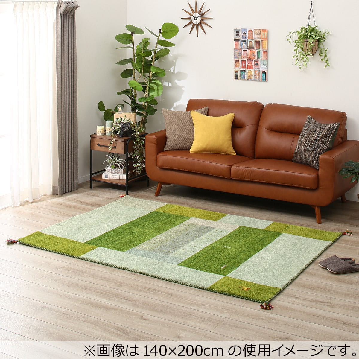 ニトリ ソファー グリーン 緑 ラグ コーデュロイ生地のコンパクトソファ 布張りタイプ (GC03 DkgYGR