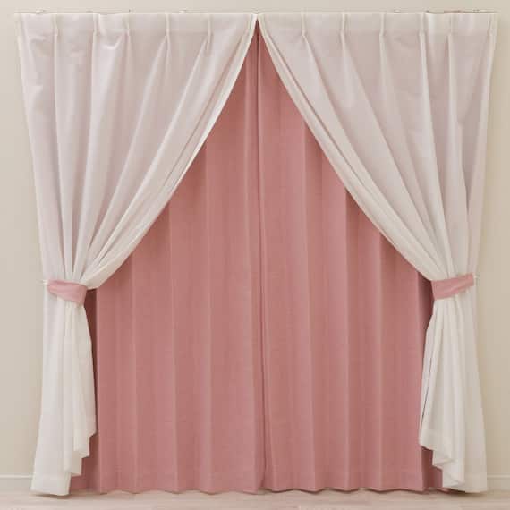 【一人暮らし・寝室に】外から見えにくいミラーレース付 遮光2級・遮熱カーテン4枚セット( エコオアシス ローズ 150X200cmセット) 3枚目画像