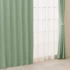 【一人暮らし・寝室に】外から見えにくいミラーレース付 遮光2級・遮熱カーテン4枚セット( エコオアシス グリーン 100X220cmセット) 1枚目画像