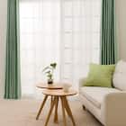 【一人暮らし・寝室に】外から見えにくいミラーレース付 遮光2級・遮熱カーテン4枚セット( エコオアシス グリーン 100X220cmセット) 2枚目画像