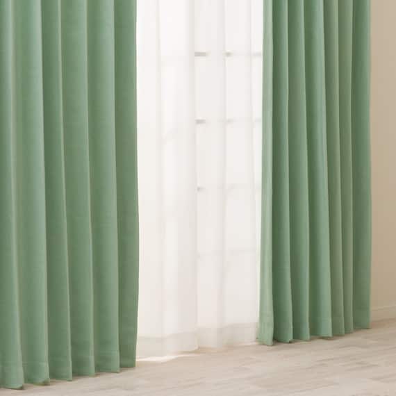 【一人暮らし・寝室に】外から見えにくいミラーレース付 遮光2級・遮熱カーテン4枚セット( エコオアシス グリーン 100X220cmセット) 15枚目画像