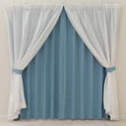 【一人暮らし・寝室に】外から見えにくいミラーレース付 遮光1級・遮熱カーテン4枚セット(エコオアシス ブルー 100X110cmセット) 3枚目画像